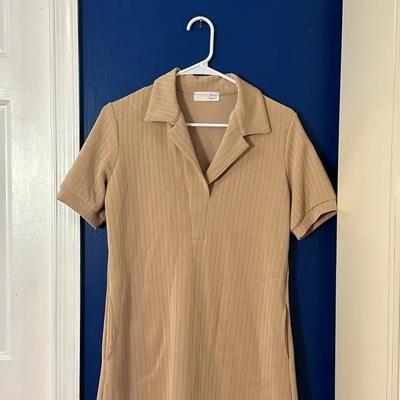 NWOT Women’s Southcott Tan Striped Collared Dress Size 1 US Small - Picture 2 of 8